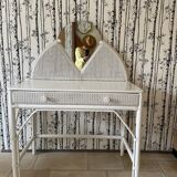 Coiffeuse en rotin blanc