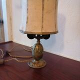 1950-style brass pineapple bedside lamp
