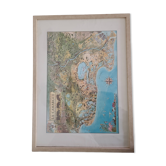 1978 Carte de la Camargue par Christine Le Boeuf 72,5 × 52,5 cm