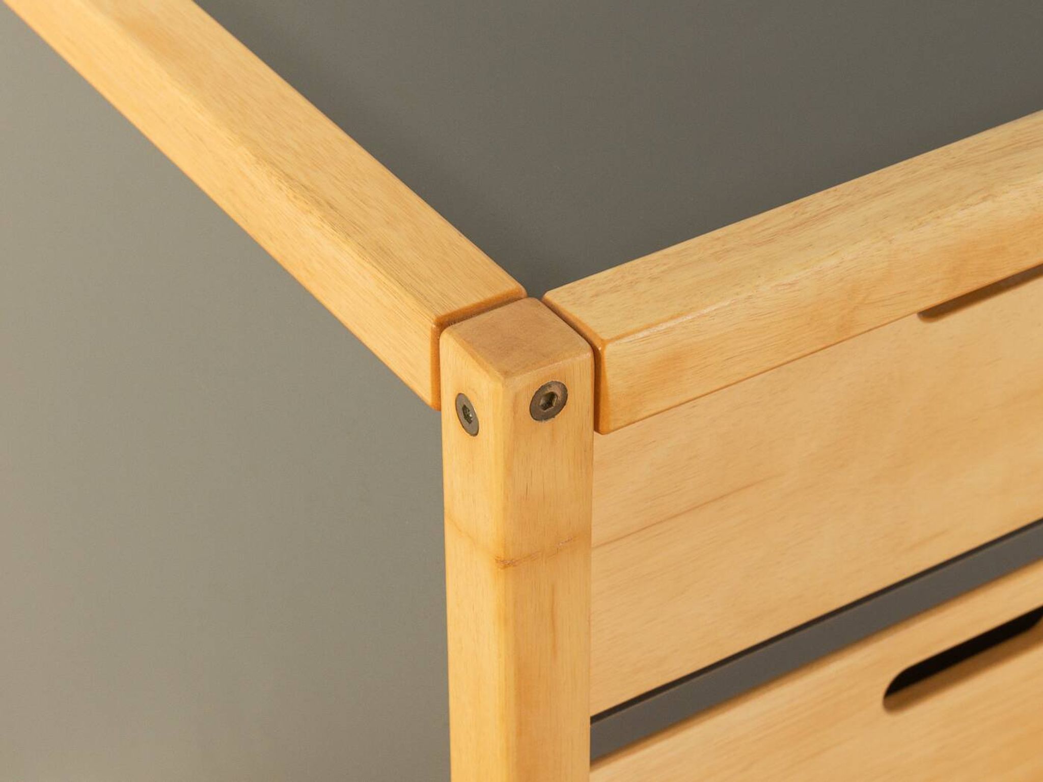 Commode Flötotto, années 1970, hêtre, HPL gris, 4 tiroirs