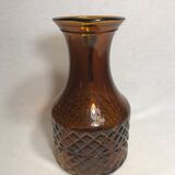Old molded glass pitcher Brown form geometric decanter Vintage kitchen