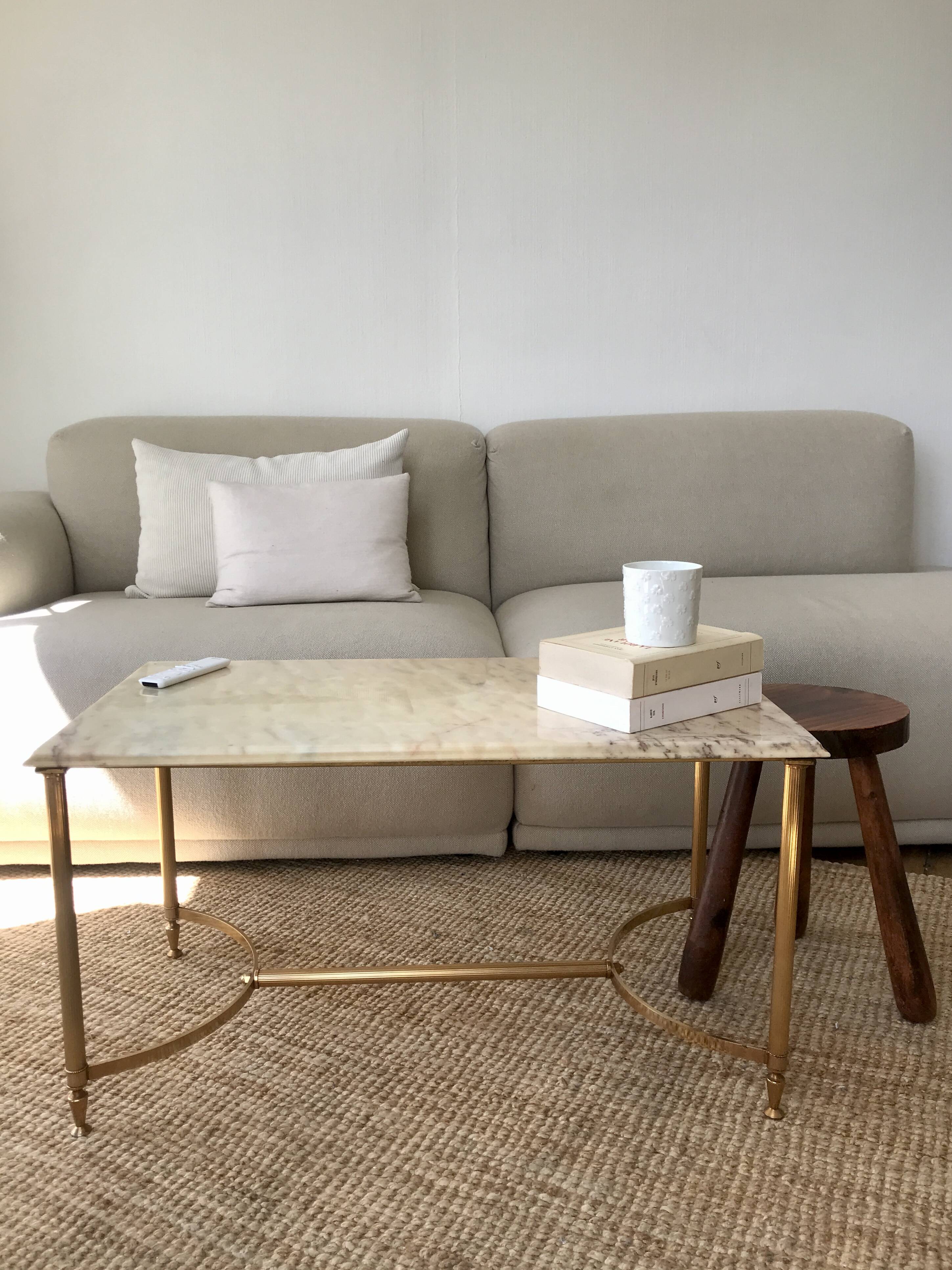 Brass and marble coffee table