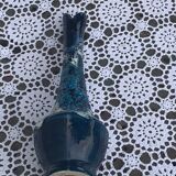 Vase, soliflore in wash-glazed ceramic, shades of blue, Vallauris style, vintage design