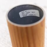 Temde Mid-Century Ceiling Light with dark charcoal silk shade and wooden center column