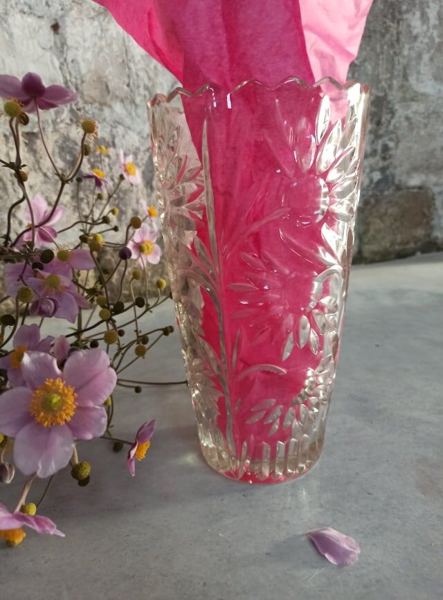 Four bohemian crystal vases