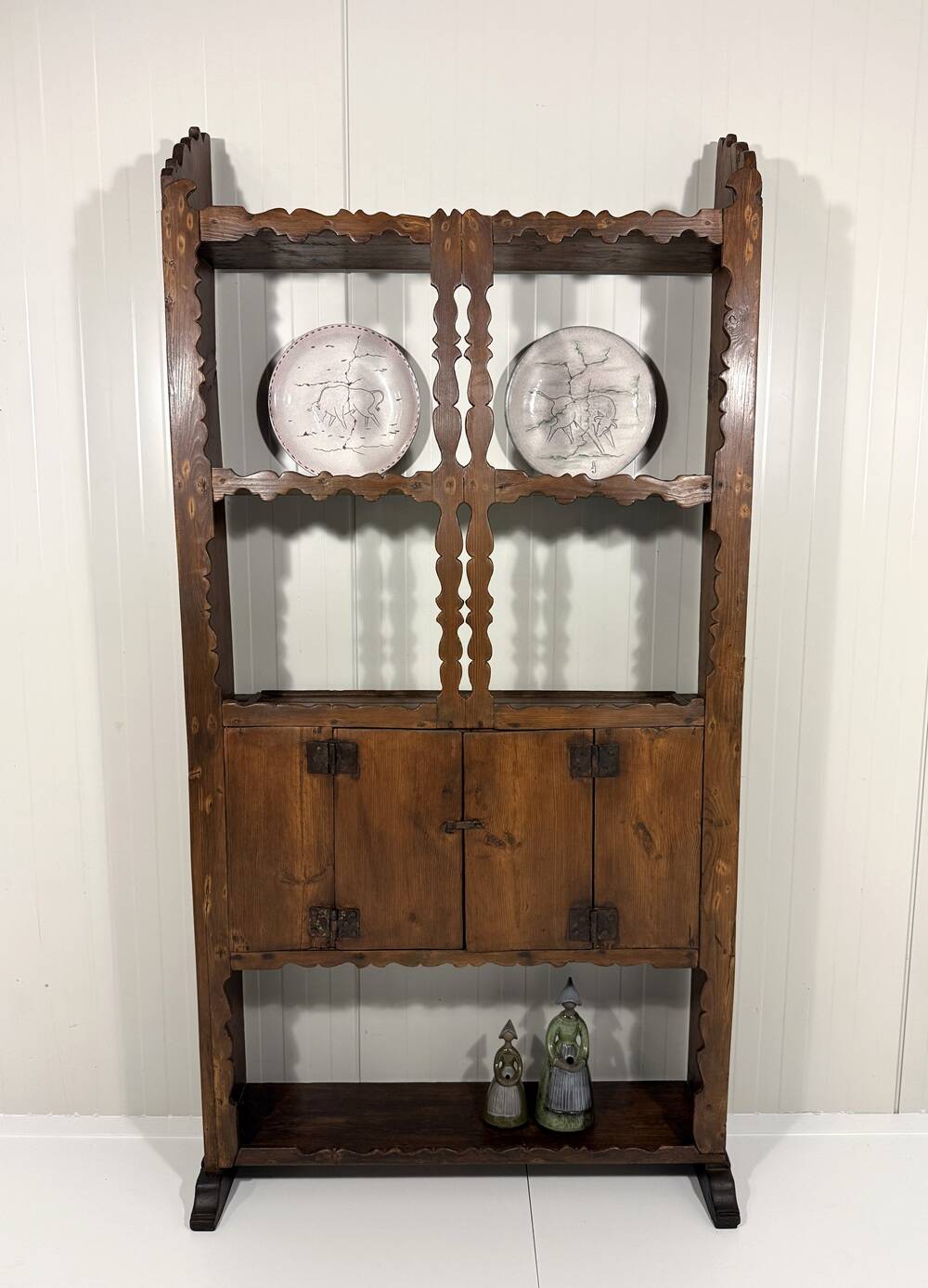 Antique rustic wall unit plate cabinet 1900