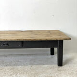 Antique blackened wood coffee table and varnished top