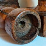 Pair of old brutalist turned solid wood candlesticks