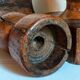Pair of old brutalist turned solid wood candlesticks