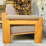 Scandinavian sofa 3-seater elm structure wool cushions chinée 1960