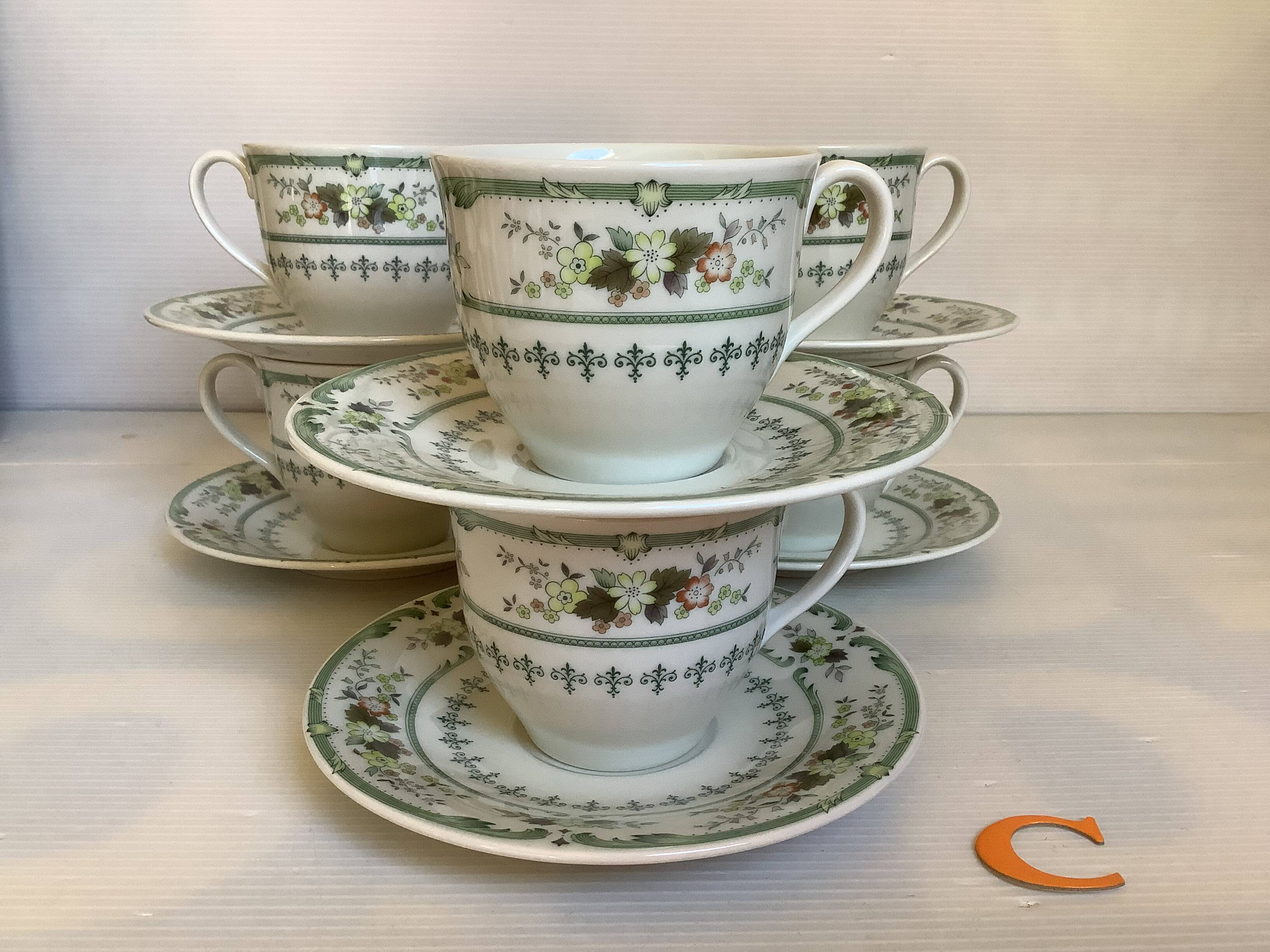 Six Royal Doulton Provencal cups and saucers