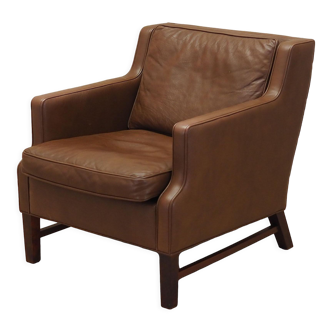 Brown leather armchair, Danish design, 1960s, production: Denmark