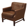 Brown leather armchair, Danish design, 1960s, production: Denmark
