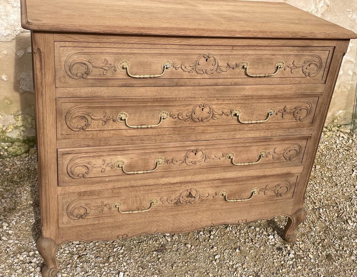 Large stripped oak chest of drawers