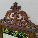 Old large Louis XV style mirror, stucco, wood, resin, beveled
