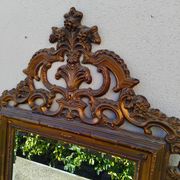 Old large Louis XV style mirror, stucco, wood, resin, beveled