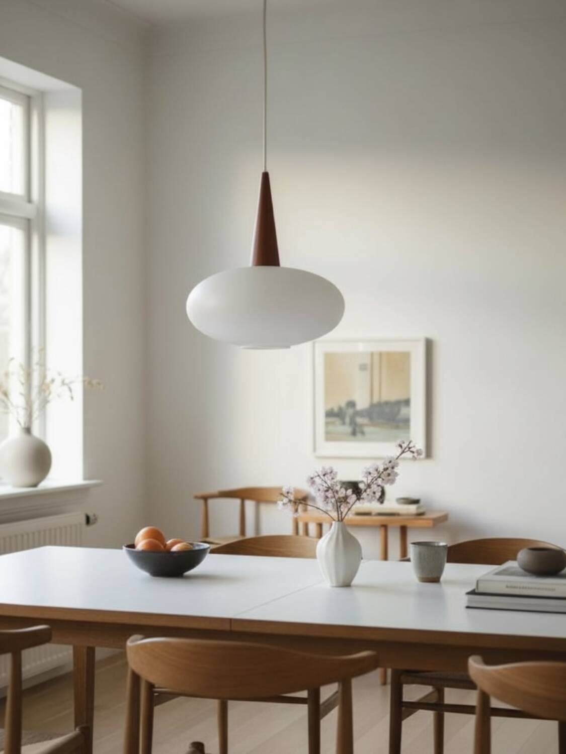 Vintage suspension light in opaline by Louis Kalff for Philips from 1968.