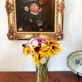 Oil painting on old canvas