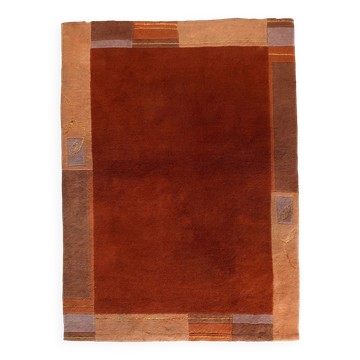 Tapis Vintage Khaden Tibétain Fait Main en Laine – Années 1970 – 122 x 163