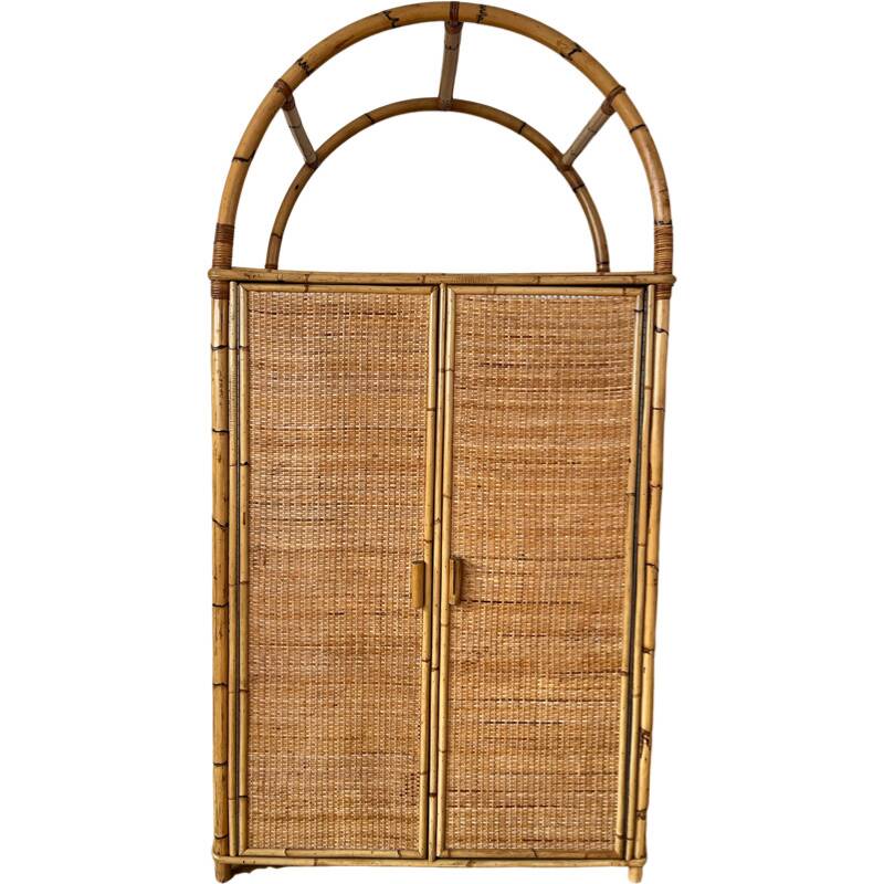 Vintage rattan wardrobe