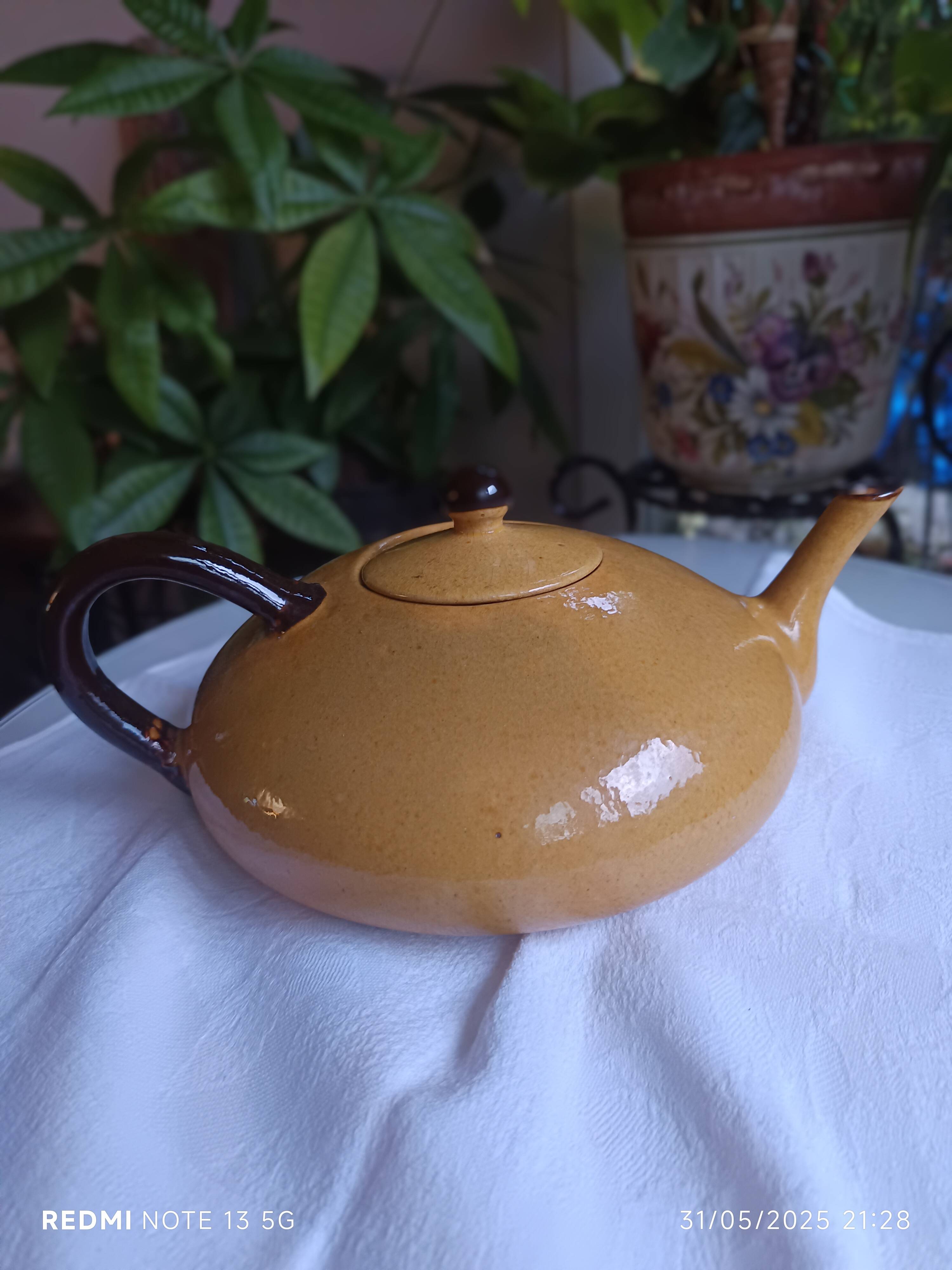 beautiful glazed ceramic teapot signed Chapello Jean Baptiste Vallauris