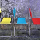 Set of three fabric folding chairs