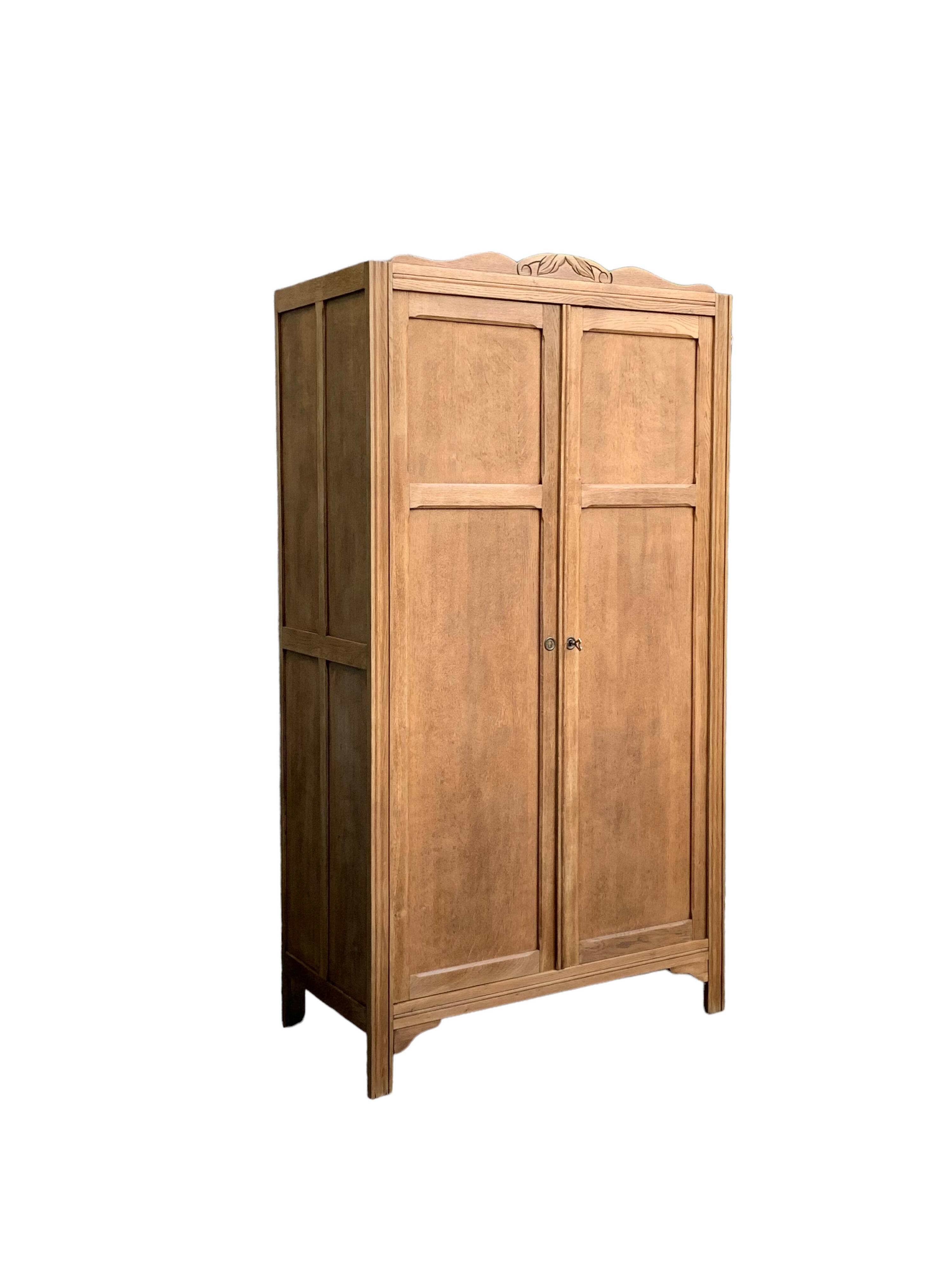 Parisian wardrobe, art deco raw wood wardrobe, 1930