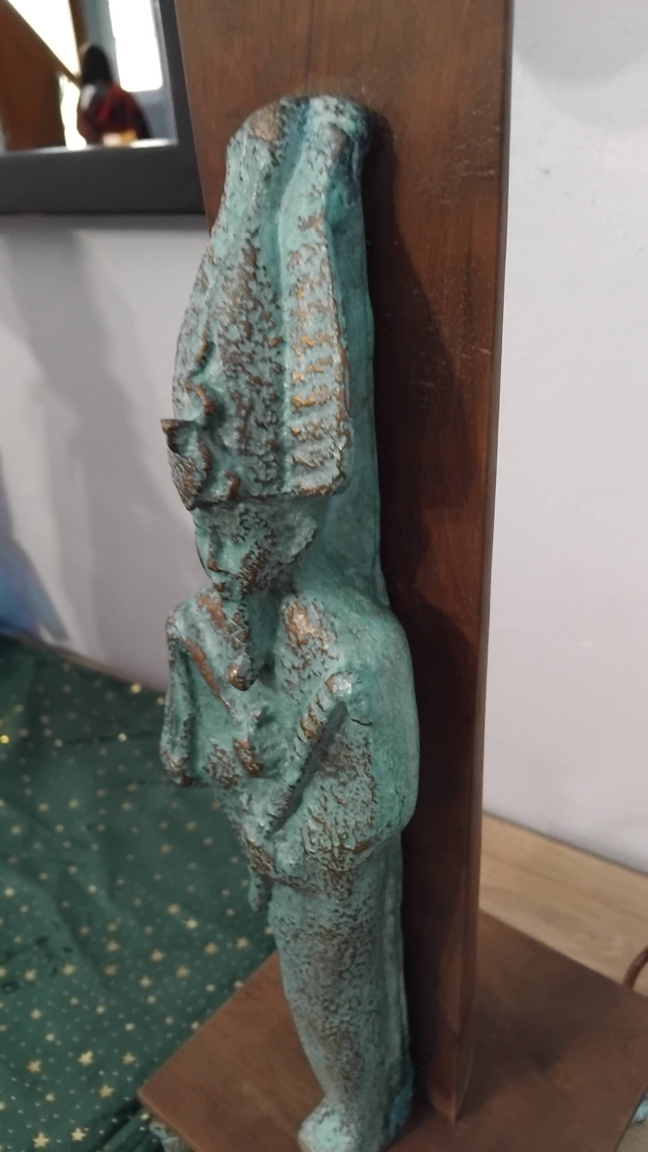 Lampe égyptienne osiris  bronze teck vintage  avec ecrin