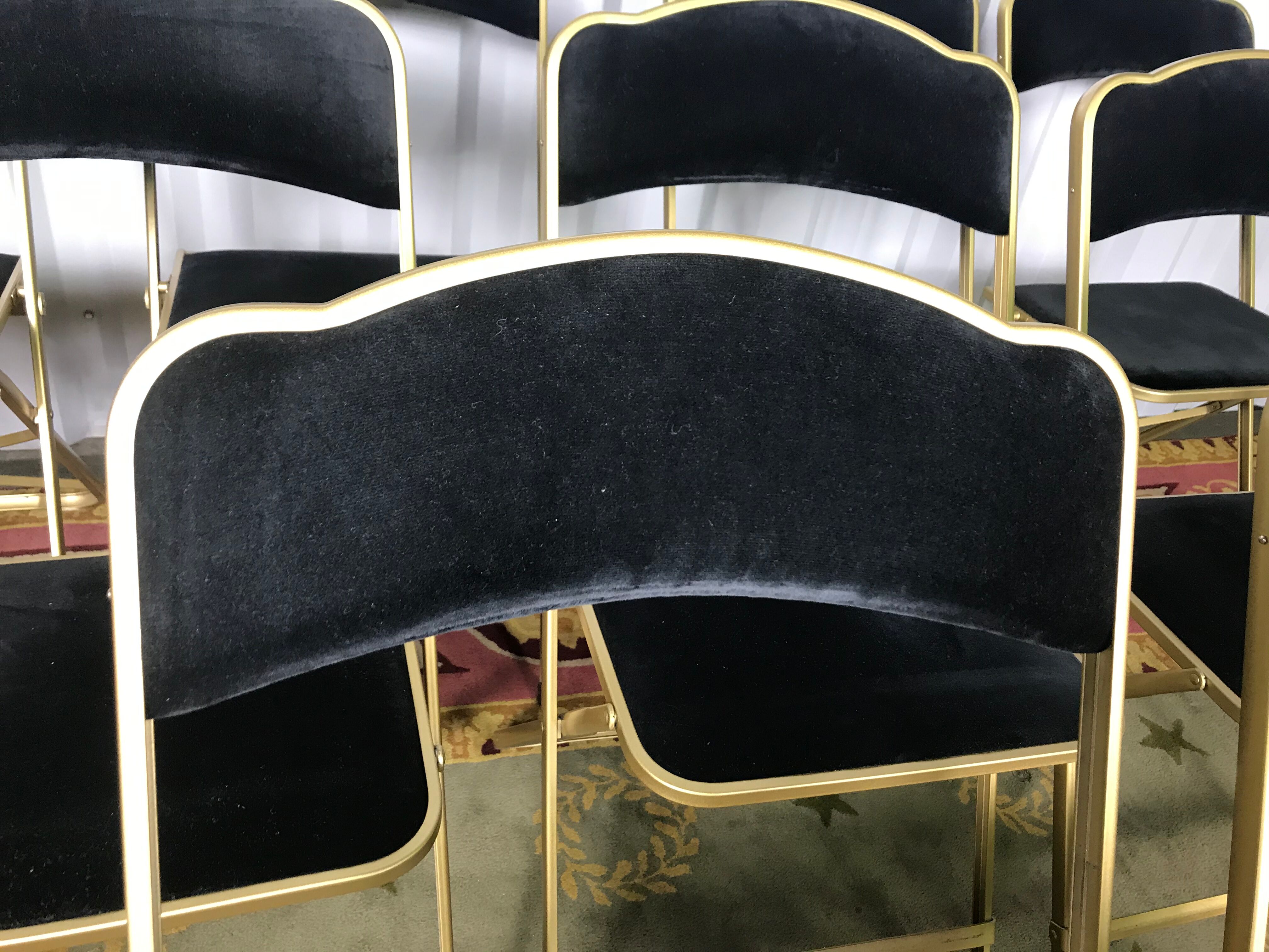 10 foldable black velvet event chairs