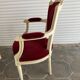 PAIR OF LOUIS XVI STYLE CABRIOLET ARMCHAIRS IN STUDDED RED VELVET FABRIC