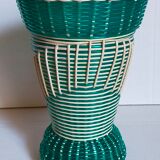 Glass vase and braided scoubidou thread 50s