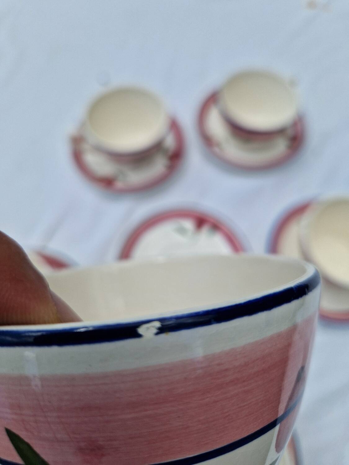 Set of 6 Antique Cups and Saucers