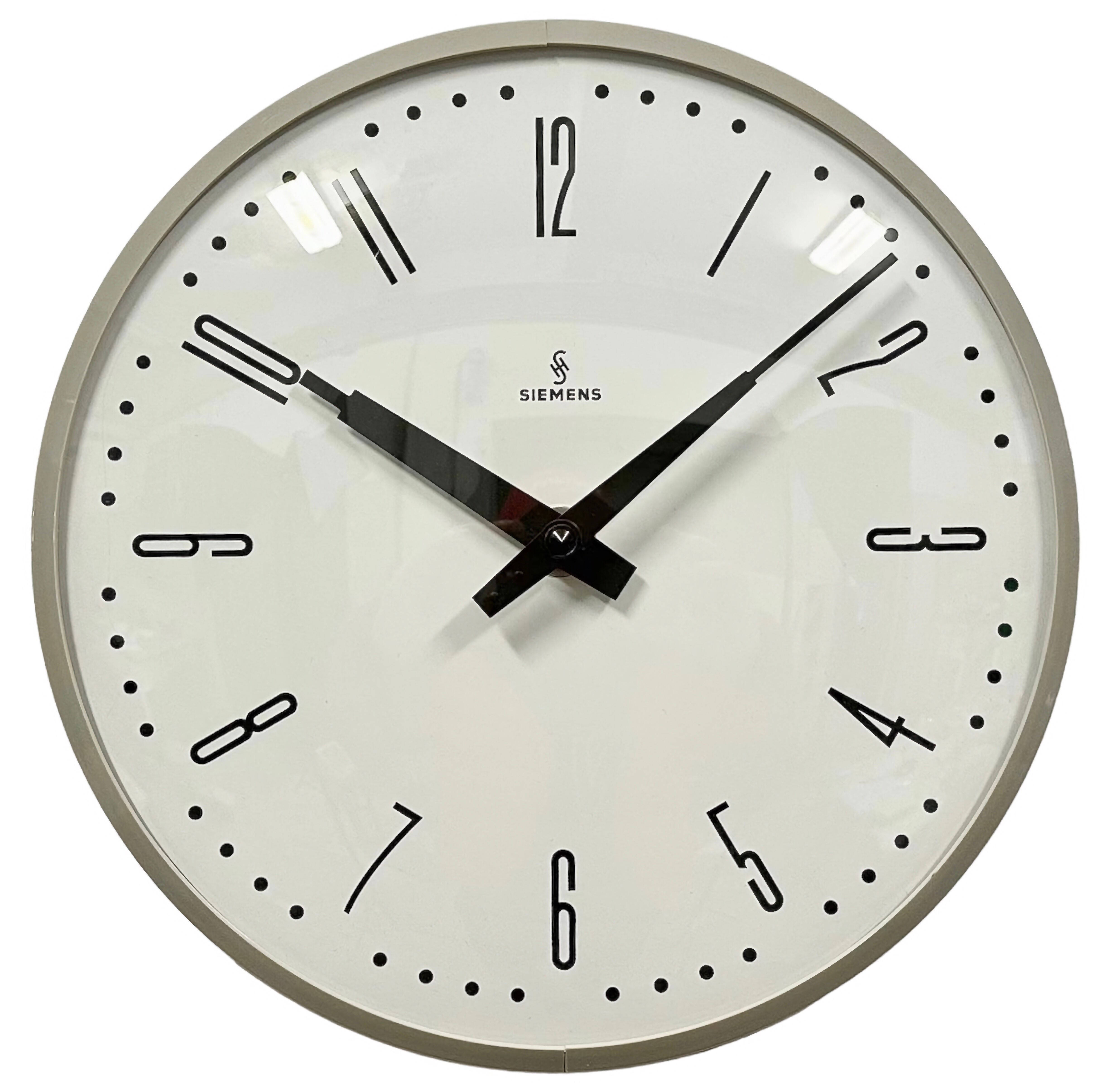 Grey Industrial Factory Wall Clock from Siemens, 1970s