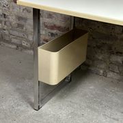 Vintage desk table 1975 in aluminum and melanin by albert rosselli for facomet