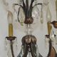 French Art Deco 6-Light Green Finish Bronze Crystal & Glass Chandelier 5343