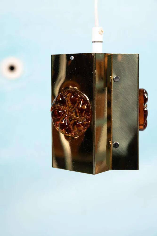 Vintage Danish Design Vitrika Suspension, brass & glass