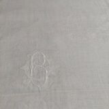 Antique damask linen tablecloth, five napkins, 180 x 170 cm, BC monogram