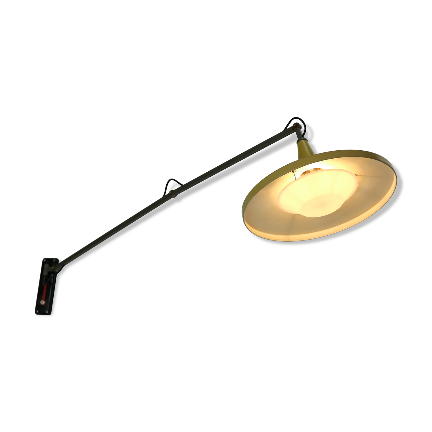 Yellow & grey Wim Rietveld 'Panama' wall lamp 4050 for Gispen 1955s Dutch design