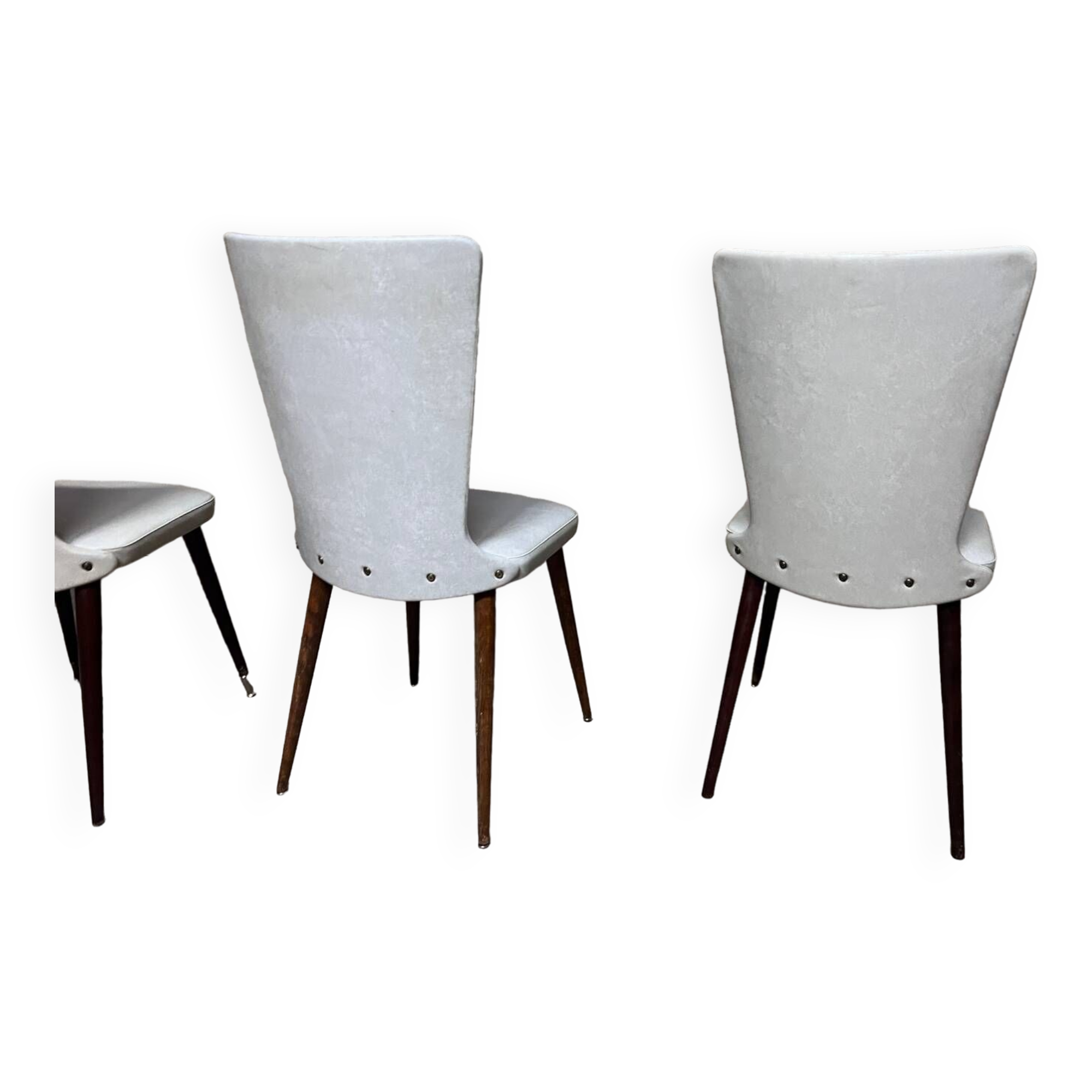 Serie de 6 chaises Baumann modèle Essor en simili cuir blanc