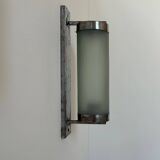Vintage tubular wall lamp, chrome and sandblasted glass, France 1940