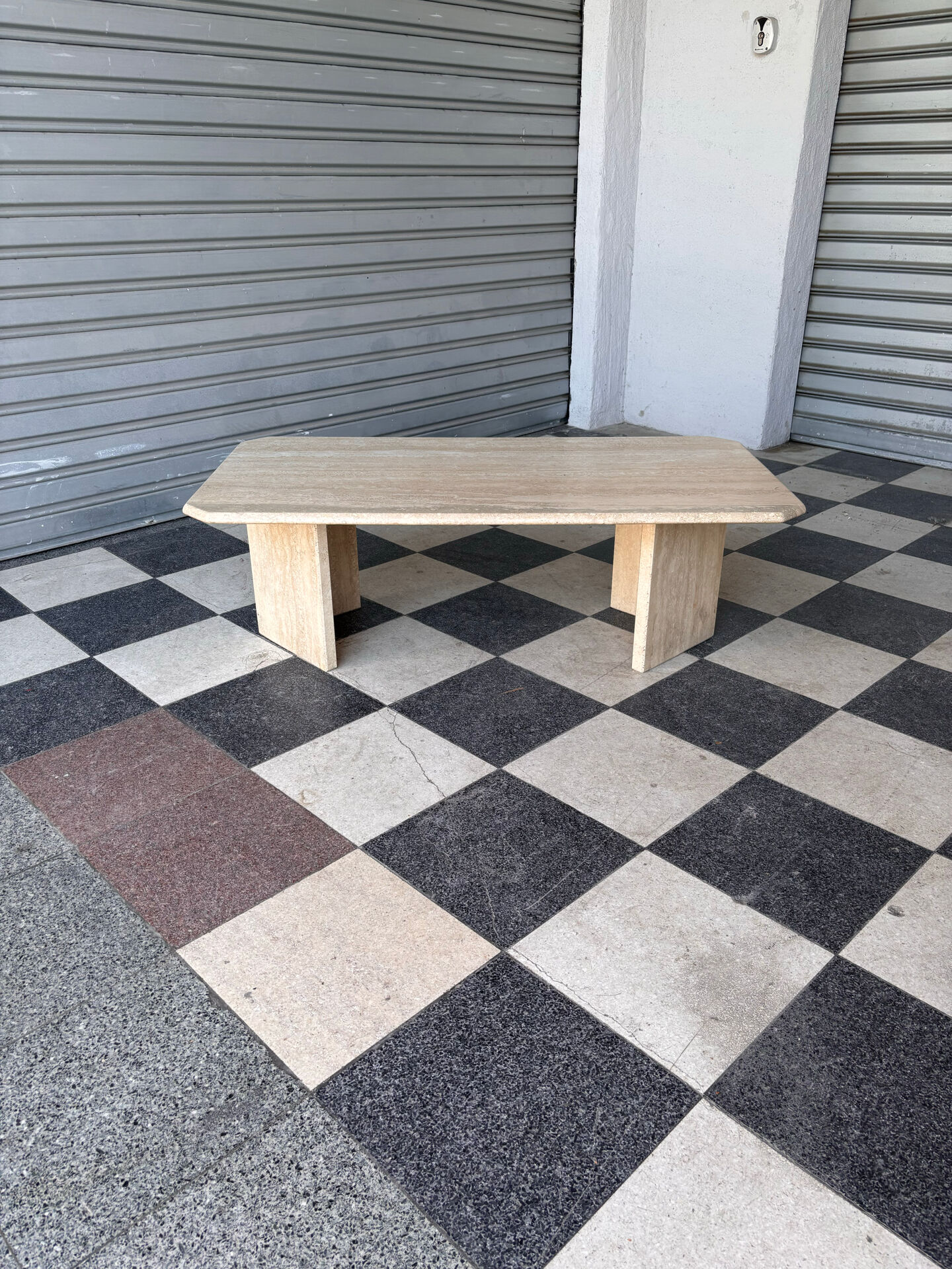 Vintage coffee table in travertine
