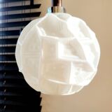 Lampe à suspension vintage, vermoedelijk Peill & Putzler, verre opalin avec relief