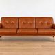 Vintage Swedish mid-century 3 person sofa in cognac leather, 1970s