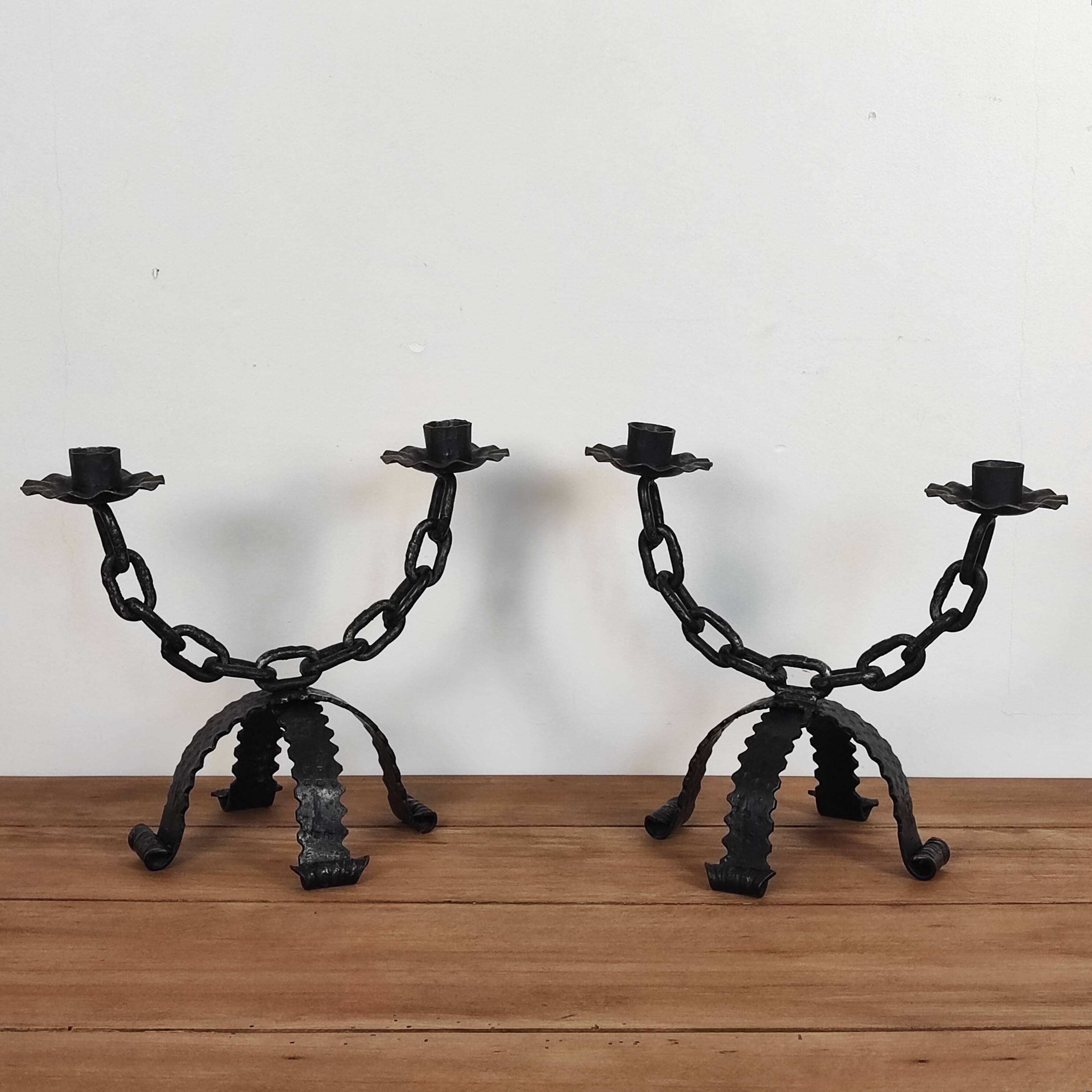 Pair of brutalist candlesticks