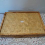 Cutlery rack in wicker and bamboo