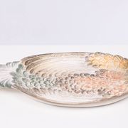Mid century modern large Italian ceramic Peacock platter