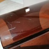 Pair of 70s design smoked plexiglass bedside tables