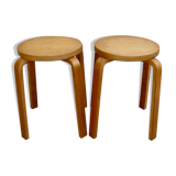 Pair of light wooden stools, 60s