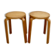 Pair of light wooden stools, 60s