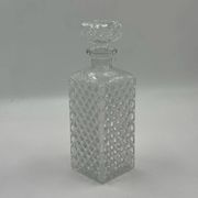 Vintage crystal glass carafe with stopper — diamond cut pattern